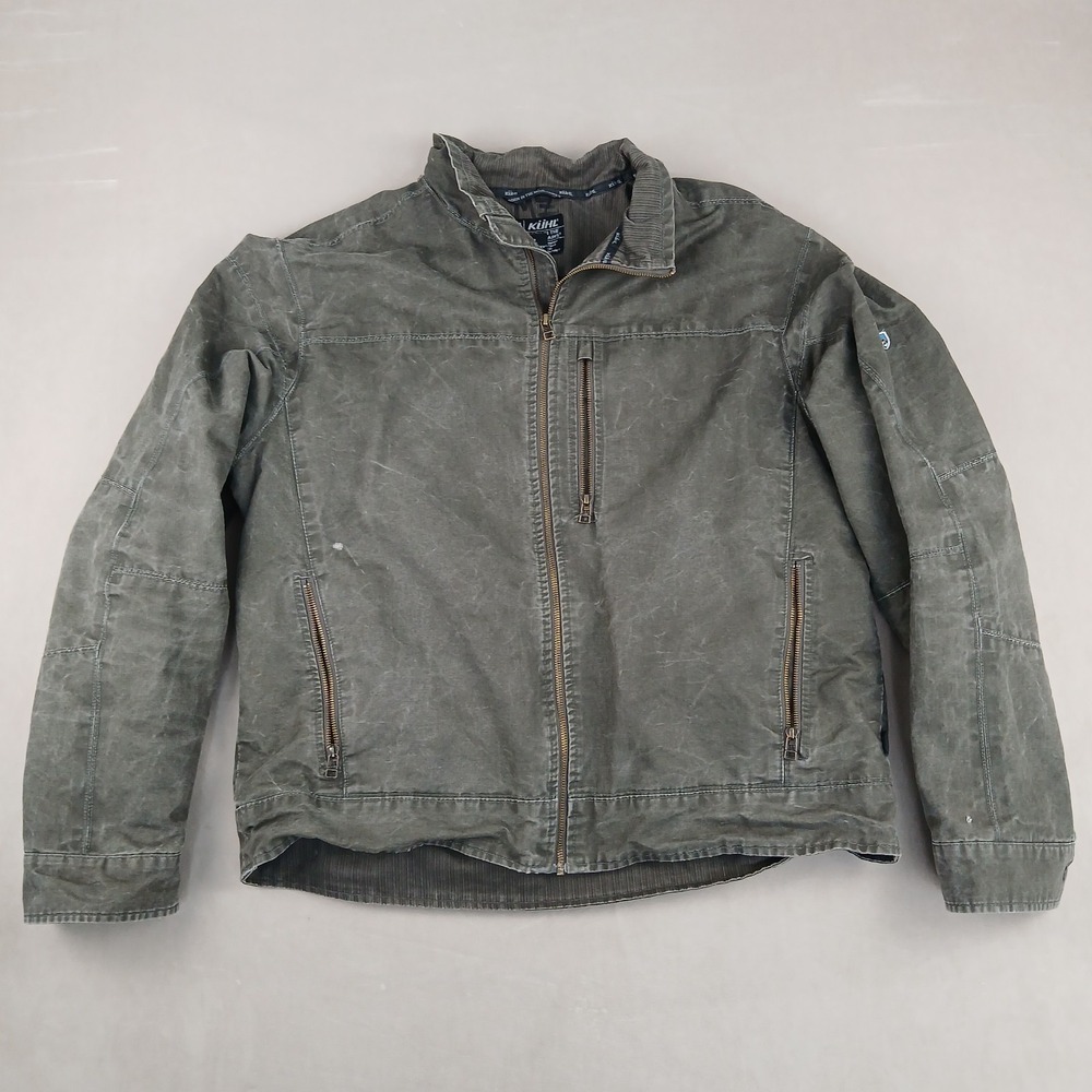 Kuhl Patina Dye XXL Mens Jacket Olive Green Blanket Lined Full Zip Cotton 25x26